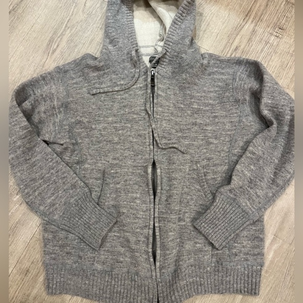 Eddie Bauer Wool Blend Grey Full Zip Hoodie Jacket Medium